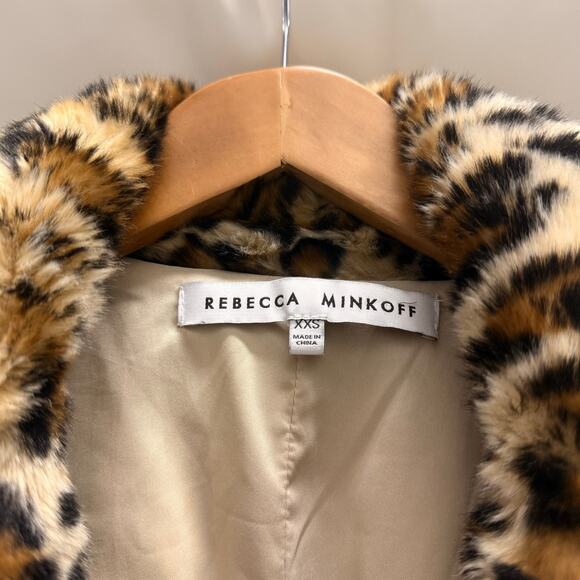 Rebecca Minkoff Hudson Leopard‎ Faux Calf Hair Jacket XXS Fall Winter Cozy Warm - Picture 6 of 6